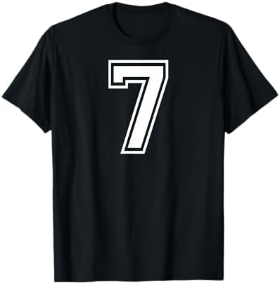Amazon.com: #7 White Outline Number 7 Sports Fan Jersey Style T